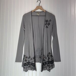 Vocal Gray Embellished Cross Cardigan L – Rhinestones, Gothic Western USA Made